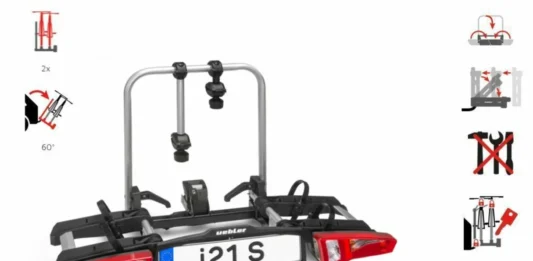 Tesztgyőztes lett az Uebler i21 S — kiváló minősítés az Auto Bild hordozótesztjében Uebler i21 S vonóhorogra szerelhető kerékpárhordozó